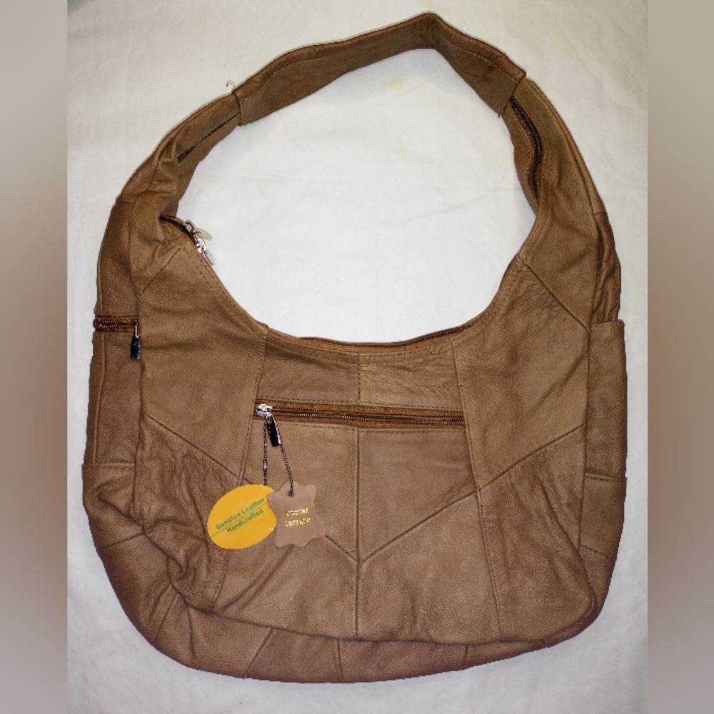 Large Genuine Leather Handcrafted Hobo Style Purse